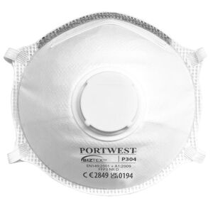 Portwest P304 Ffp3 Dolomit Letvægtsmaske M/ Ventil ( Kasse Á 10 Stk )-Hvid-One Size