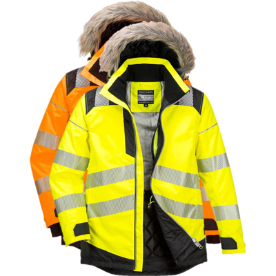 Portwest Pw369 Pw3 Hi-Vis Vinter Parka L Gul/sort Portwest Pw369 Pw3 Hi-Vis Vinter Parka L Gul/sort