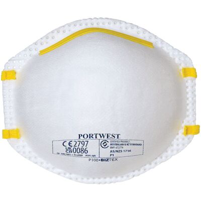 Portwest P100 Ffp1 Filtermaske ( Kasse Á 20 Stk )-Hvid-One Size Portwest P100 Ffp1 Filtermaske ( Kasse Á 20 Stk )-Hvid-One Size