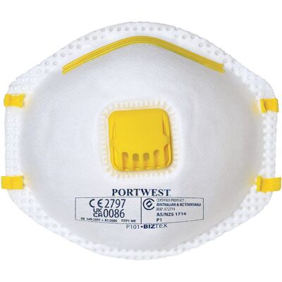 Portwest P101 Ffp1 Filtermaske M/ Ventil ( Kasse Á 10 Stk )-Hvid-One Size Portwest P101 Ffp1 Filtermaske M/ Ventil ( Kasse Á 10 Stk )-Hvid-One Size