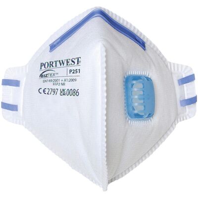 Portwest P251 Ffp2 Foldbar Filtermaske M. Ventil ( Kasse Á 20 Stk )-Hvid-One Size Portwest P251 Ffp2 Foldbar Filtermaske M. Ventil ( Kasse Á 20 Stk )-Hvid-One Size