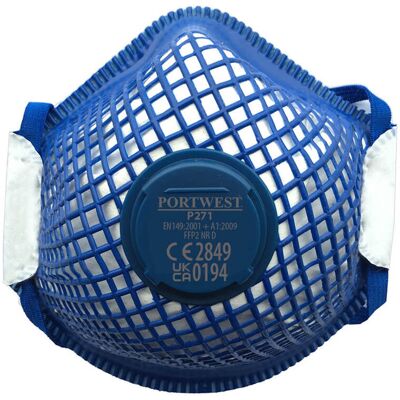Portwest P271 Ergonet Ffp2 Maske M/.Ventil ( Kasse Á 10 Stk )-Blå-One Size Portwest P271 Ergonet Ffp2 Maske M/.Ventil ( Kasse Á 10 Stk )-Blå-One Size