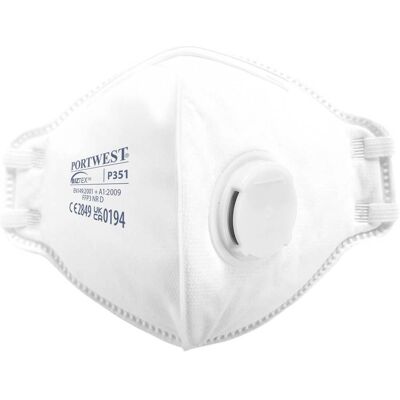 Portwest P351 Ffp3 Foldbar Dolomite Filtermaske M/ Ventil ( Kasse Á 10 Stk )-Hvid-One Size Portwest P351 Ffp3 Foldbar Dolomite Filtermaske M/ Ventil ( Kasse Á 10 Stk )-Hvid-One Size