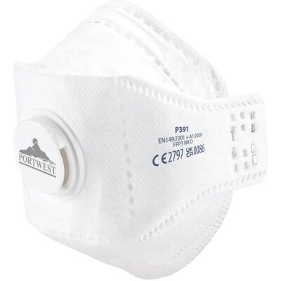 Portwest P391 Eagle Ffp3 Dolomite Foldbar Støvmaske M/ Ventil ( Kasse Á 10 Stk )-Hvid-One Size Portwest P391 Eagle Ffp3 Dolomite Foldbar Støvmaske M/ Ventil ( Kasse Á 10 Stk )-Hvid-One Size