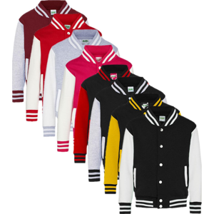 Just Hoods Jh043k Kids´ Varsity Jacket Hot Pink 3/4 (Xs)