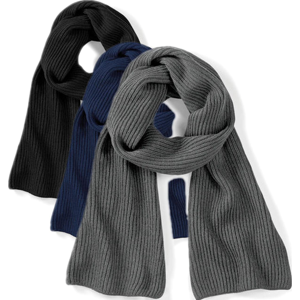 Beechfield Cb469 Metro Knitted Scarf Smoke Grey 170 X 20 Cm