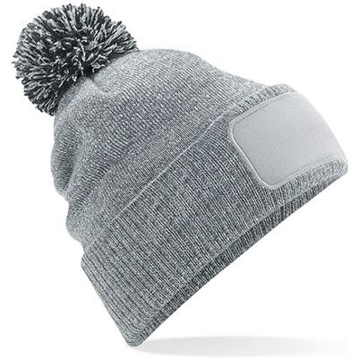 Beechfield Cb443, Huer Snowstar® Patch Beanie - Heather Grå/sort - One Size Beechfield Cb443, Huer Snowstar® Patch Beanie - Heather Grå/sort - One Size