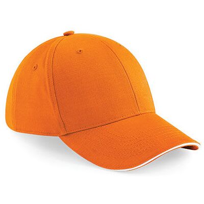 Beechfield Cb20, Caps Athleisure 6 Panel Cap - Orange/hvid - One Size Beechfield Cb20, Caps Athleisure 6 Panel Cap - Orange/hvid - One Size