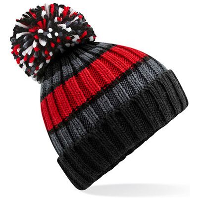 Beechfield Cb392, Huer Hygge Striped Beanie - Sort Kirsebær - One Size Beechfield Cb392, Huer Hygge Striped Beanie - Sort Kirsebær - One Size
