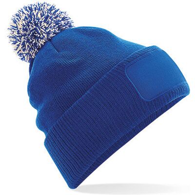 Beechfield Cb443, Huer Snowstar® Patch Beanie - Lys Royal/off White - One Size Beechfield Cb443, Huer Snowstar® Patch Beanie - Lys Royal/off White - One Size