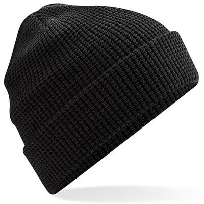 Beechfield Cb52n, Huer Organic Cotton Waffle Beanie - Sort - One Size Beechfield Cb52n, Huer Organic Cotton Waffle Beanie - Sort - One Size