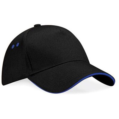 Beechfield Cb15c Unisex Caps Ultimate 5 Panel Cap - Sandwich Peak - Sort/kongeblå - One Size Beechfield Cb15c Unisex Caps Ultimate 5 Panel Cap - Sandwich Peak - Sort/kongeblå - One Size