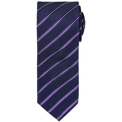 Premier Workwear Pw784, Slips Og Butterfly Sports Stripe Tie - Navy/lilla - One Size Premier Workwear Pw784, Slips Og Butterfly Sports Stripe Tie - Navy/lilla - One Size