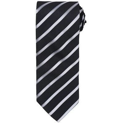 Premier Workwear Pw784, Slips Og Butterfly Sports Stripe Tie - Sort/sølv - One Size Premier Workwear Pw784, Slips Og Butterfly Sports Stripe Tie - Sort/sølv - One Size