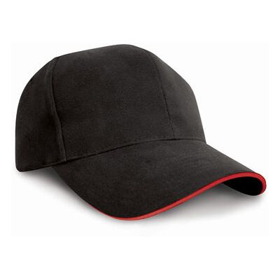 Result Headwear Rh25p, Caps Pro-Style Heavy Cotton Cap - Sort/rød - One Size Result Headwear Rh25p, Caps Pro-Style Heavy Cotton Cap - Sort/rød - One Size