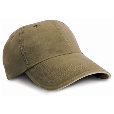 Result Headwear Rh54, Caps Washed Fine Line Cotton Cap With Sandwich Peak - Olivengrøn/sten - One Size Result Headwear Rh54, Caps Washed Fine Line Cotton Cap With Sandwich Peak - Olivengrøn/sten - One Size