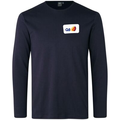 Q8 Interlock Langærmet Herre T-Shirts I Navy Incl Q8 Logo På V/bryst-Navy-S Q8 Interlock Langærmet Herre T-Shirts I Navy Incl Q8 Logo På V/bryst-Navy-S