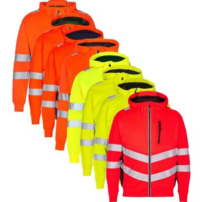 Engel 8025-241 Safety Sweat Cardigan Gul/sort L Engel 8025-241 Safety Sweat Cardigan Gul/sort L