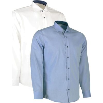 Seven Seas S371 Fine Twill Contrast Slim-Lys Blå-L Seven Seas S371 Fine Twill Contrast Slim-Lys Blå-L