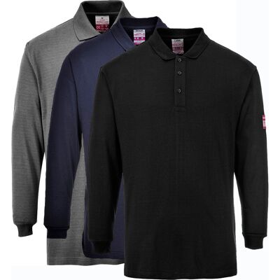 Portwest Fr10 Flamme Resident Antistatisk Langærmet Polo Shirts 3xl Grå Portwest Fr10 Flamme Resident Antistatisk Langærmet Polo Shirts 3xl Grå