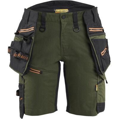 Blåkläder Dame Håndværkershorts Striker Stretch 71751149 - Skovgrøn / Rust - C32 Blåkläder Dame Håndværkershorts Striker Stretch 71751149 - Skovgrøn / Rust - C32