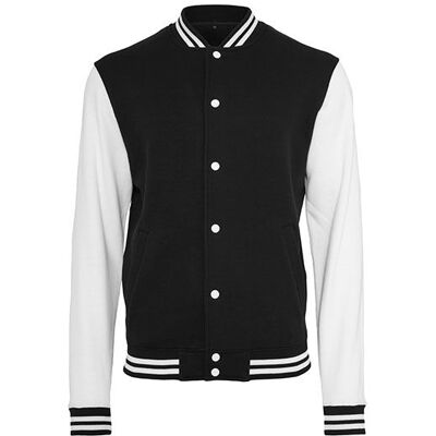 Build Your Brand By015, College Jakke - Sweat College Jacket - Sort/hvid - 3xl Build Your Brand By015, College Jakke - Sweat College Jacket - Sort/hvid - 3xl