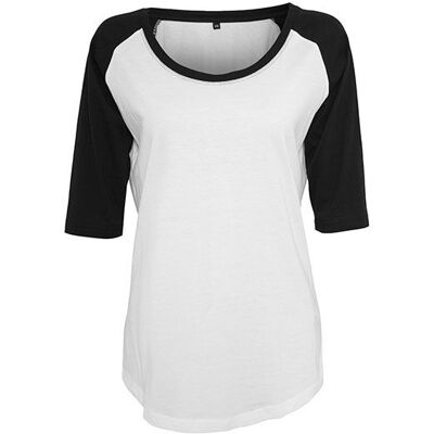 Build Your Brand By022, T-Shirts Ladies´ 3/4 Contrast Raglan Tee - Hvid/sort - Xs Build Your Brand By022, T-Shirts Ladies´ 3/4 Contrast Raglan Tee - Hvid/sort - Xs