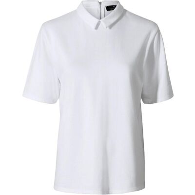 Cc55 50174 Nice Blouse Turnover Collar 1/4 Zip Back Ss Dame Bright White M Cc55 50174 Nice Blouse Turnover Collar 1/4 Zip Back Ss Dame Bright White M