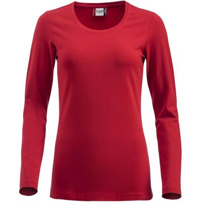 Clique 29319 Carolina L/s / Langærmet Dame Strech T-Shirts Med Rund Hals - Rød - L Clique 29319 Carolina L/s / Langærmet Dame Strech T-Shirts Med Rund Hals - Rød - L