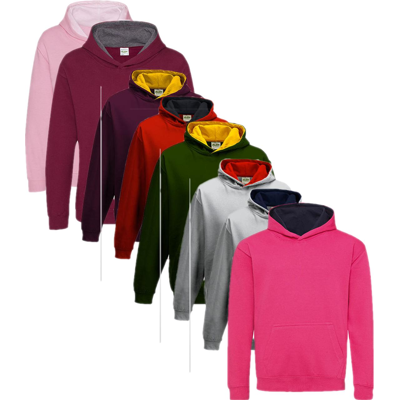 AWDis JH03J Børnehoodie - Kontrastfarver - Bomuld/Polyester - Størrelse 7/8 AWDis JH03J Børnehoodie - Kontrastfarver - Bomuld/Polyester - Størrelse 7/8