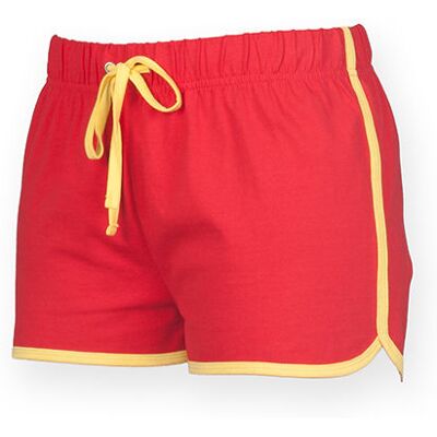 Sf Women Sf69, Dame Shorts, Women´s Retro Shorts - Rød/gul - M Sf Women Sf69, Dame Shorts, Women´s Retro Shorts - Rød/gul - M