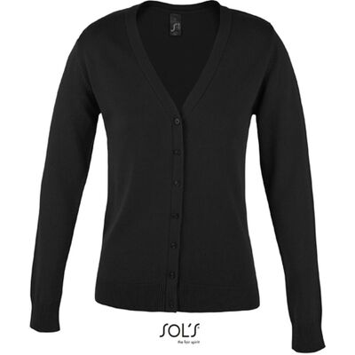 Sol´s L419 Dame Strikket Cardigan Med V-Hals - Black - Xl Sol´s L419 Dame Strikket Cardigan Med V-Hals - Black - Xl
