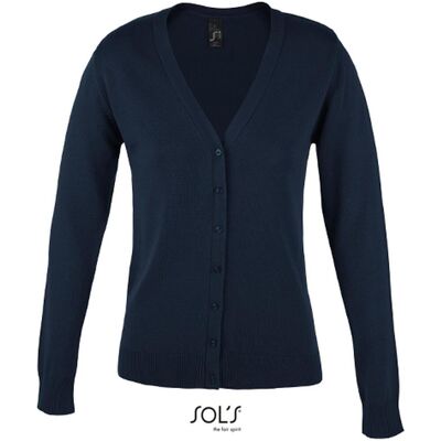 Sol´s L419 Dame Strikket Cardigan Med V-Hals - Navy - L Sol´s L419 Dame Strikket Cardigan Med V-Hals - Navy - L