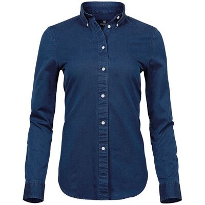 Tee Jays 4003 Dame Skjorte, Women´s Casual Twill Shirt - Indigo - L Tee Jays 4003 Dame Skjorte, Women´s Casual Twill Shirt - Indigo - L