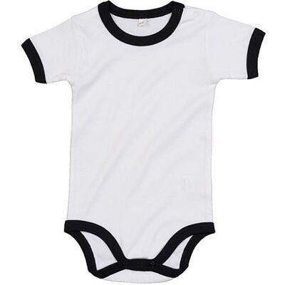 Babybugz Bz19, Bodystocking Baby Ringer Bodysuit - Hvid/sort - 12-18 Måneder Babybugz Bz19, Bodystocking Baby Ringer Bodysuit - Hvid/sort - 12-18 Måneder