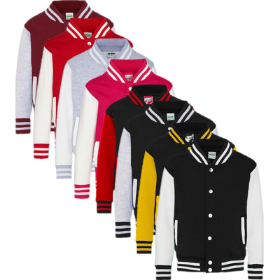 Just Hoods Jh043k Kids´ Varsity Jacket Fire Red 12/13 (Xl) Just Hoods Jh043k Kids´ Varsity Jacket Fire Red 12/13 (Xl)