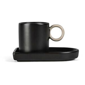 Byon Espresso Cup And Plate Niki Black/beige One Size