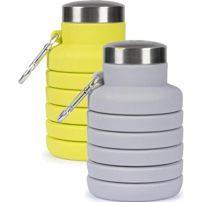 Trespass Vavo- Folded Silicon Bottle With Caribiner Platinum One Size Trespass Vavo- Folded Silicon Bottle With Caribiner Platinum One Size