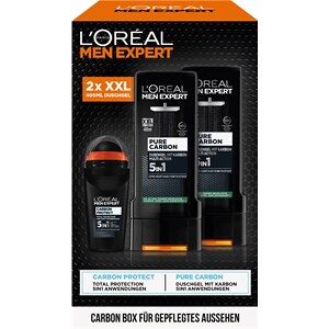 L'Oréal Paris Men Expert Collection Pure Carbon Carbon Box Carbon Protect Deodorant Roll-On 50 ml + Pure Carbon 5in1 Shower Gel 2x400 ml