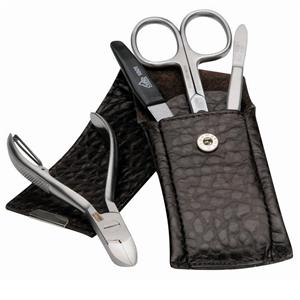 ERBE Manicure Etuis Royal Case 4-piece with Clippers Etui med trykknap i sort