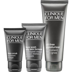 Clinique Hudpleje Ansigtsrens Gave sæt Oliefri fugtighedscreme 100 ml + ansigtsscrub 30 ml + ansigtsvask Oily Skin Formula 50 ml