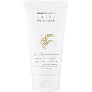 Thank You Farmer Ansigt Hudrensning Rice Pure Clay Mask to Foam Cleanser