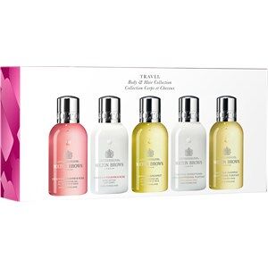 Molton Brown Sets Travel sets Gavesæt Delicious Rhubarb & Rose Body Lotion 100 ml + Delicious Rhubarb & Rose Bath & Shower Gel 100 ml + Orange & Bergamot Bath & Shower Gel 100 ml + Purifying Shampoo With Indian Cress 100 ml + Purifying Conditioner With In