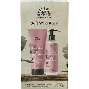 Urtekram Pleje Soft Wild Rose Gavesæt Body Wash 200 ml + Moisturizing Body Lotion 245 ml