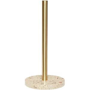 Hübsch - Pure Kitchen Roll Holder Brass/Terrazzo