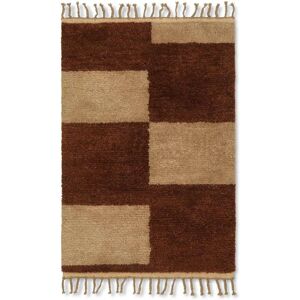 ferm LIVING - Mara Knotted Rug L Dark Brick/Off-White