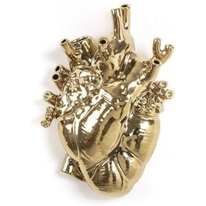 Seletti - Love In Bloom Gold Porcelain Heart Vase