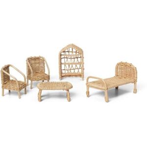 ferm LIVING - Rattan Dollhouse Furniture Set of 5 Natural