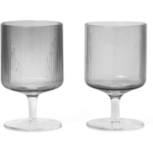 ferm LIVING - Ripple Wine Glasses Set of 2 Smoked Grey