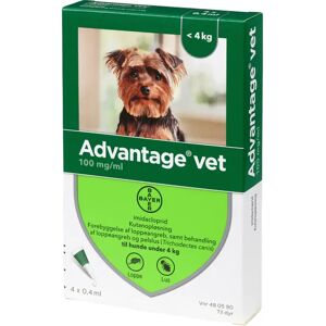 Pharmaservice Leverandør Advantage loppemiddel til hund 0-4 kg 4 pipetter